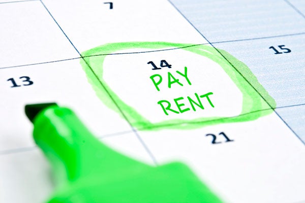 calendar marked with pay rent