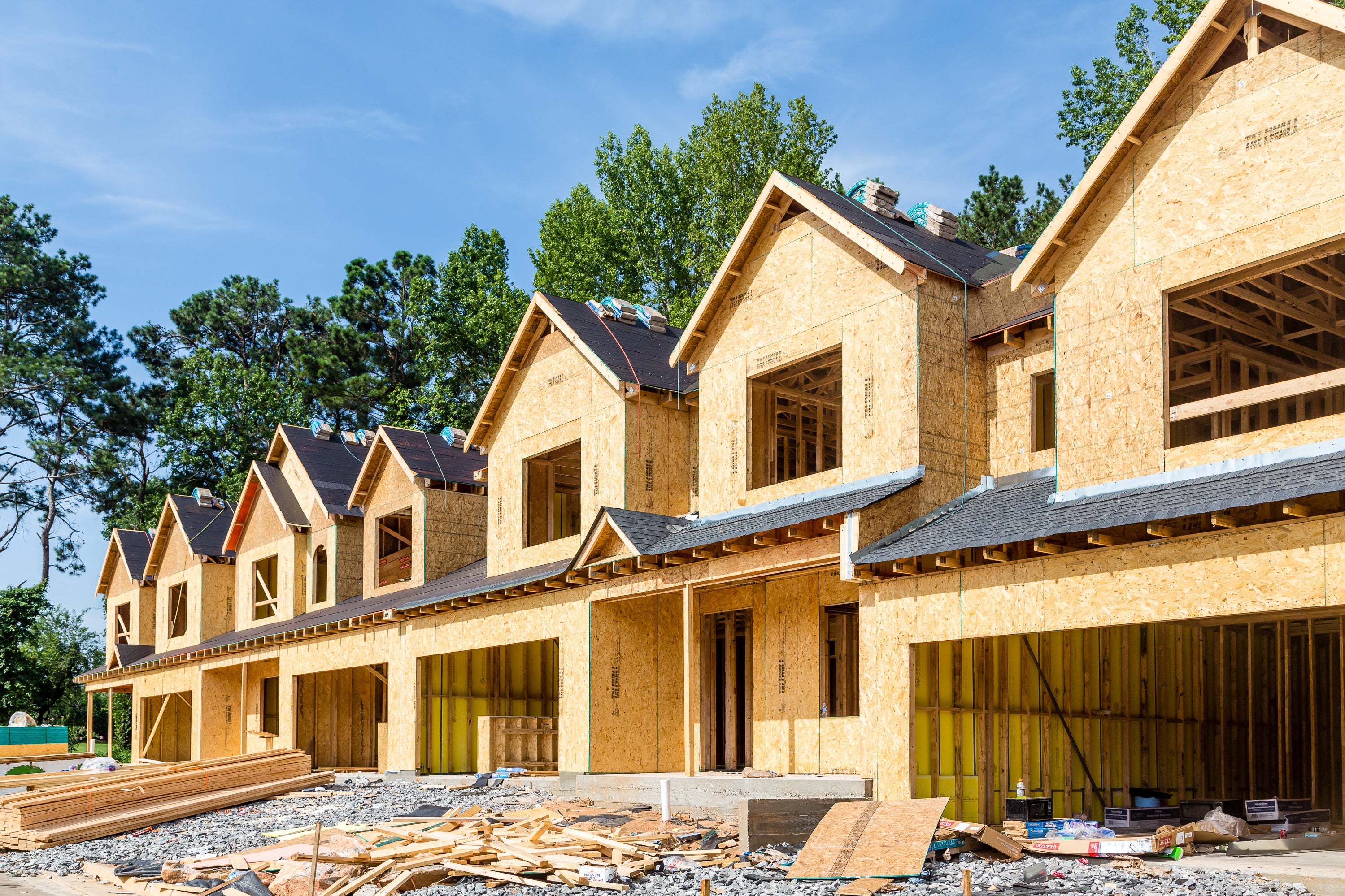multiple houses being built