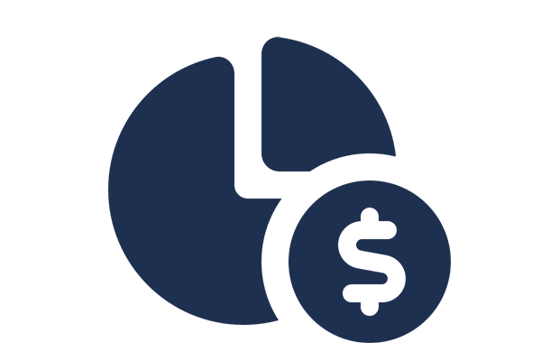 icon of pie chart with money sign