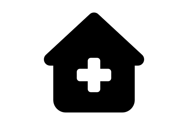 icon of a house with a medical sign inside of it