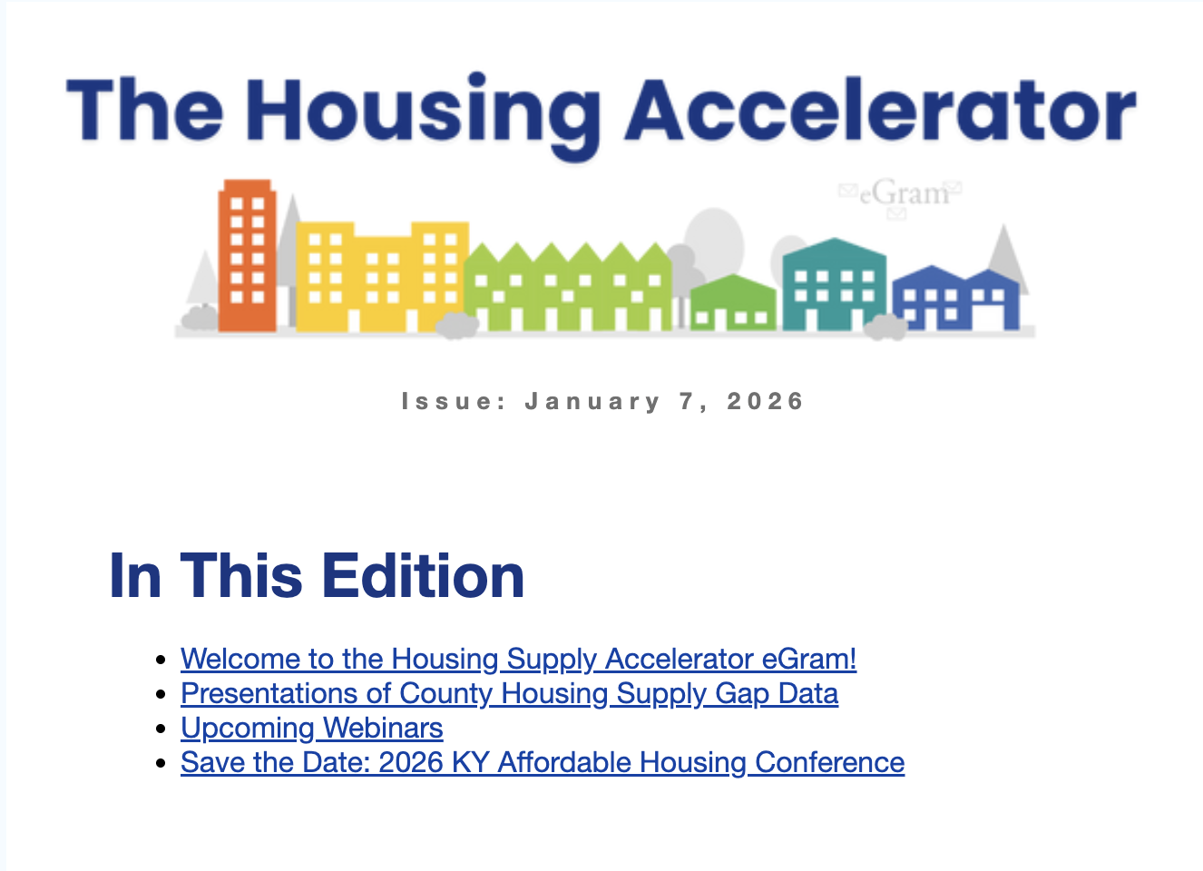 Housing Acceleration Newsletter - January 2026