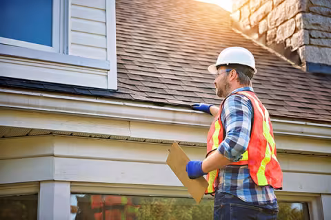 A man inspecting a house