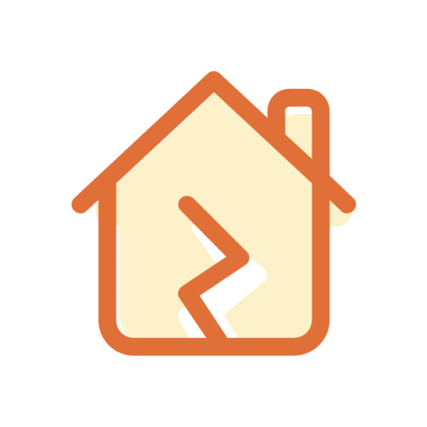 Icon - House symbol with crack/break