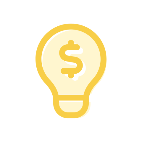Icon - Lightbulb with dollar-sign filament