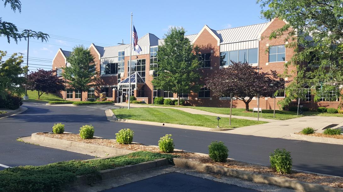 View of entrance for KHC's Main Building.